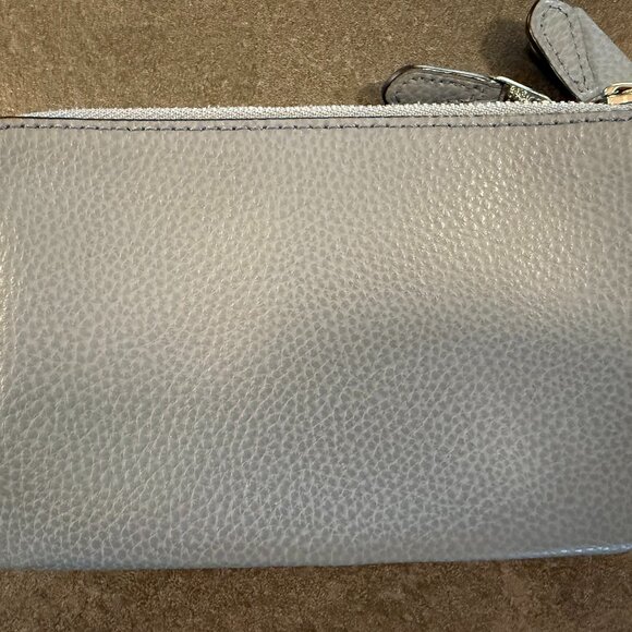 Coach Double Corner Zip Wristlet Light Blue Silver - Picture 3 of 6